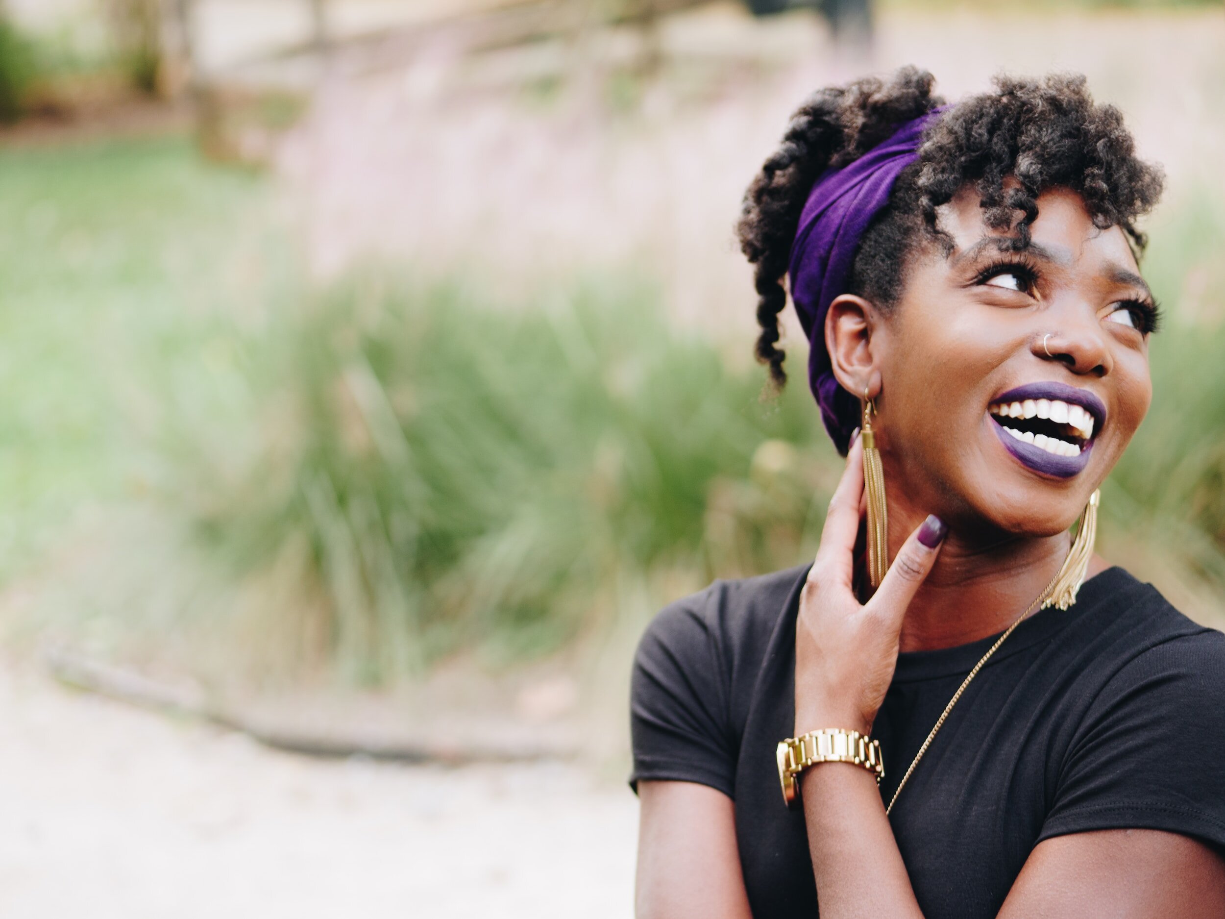 woman in nature smiling